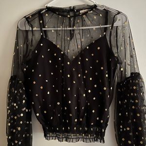 Black Sheer Long-sleeve Top (WORN ONCE)